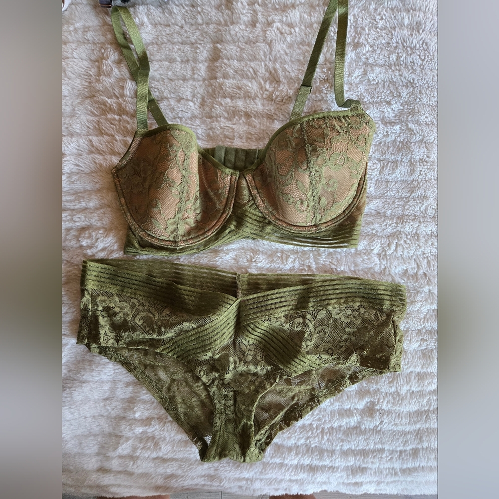 Olive Lace Bra and Panty Set